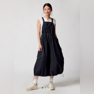 NWT URBAN OUTFITTERS BDG Autumn Poplin Utility Midi Dress BLACK Sz S New